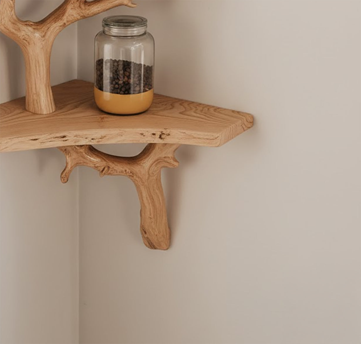 Drijfhout Hoek Wandplank – Massief Houten Boomtak Boekenplank