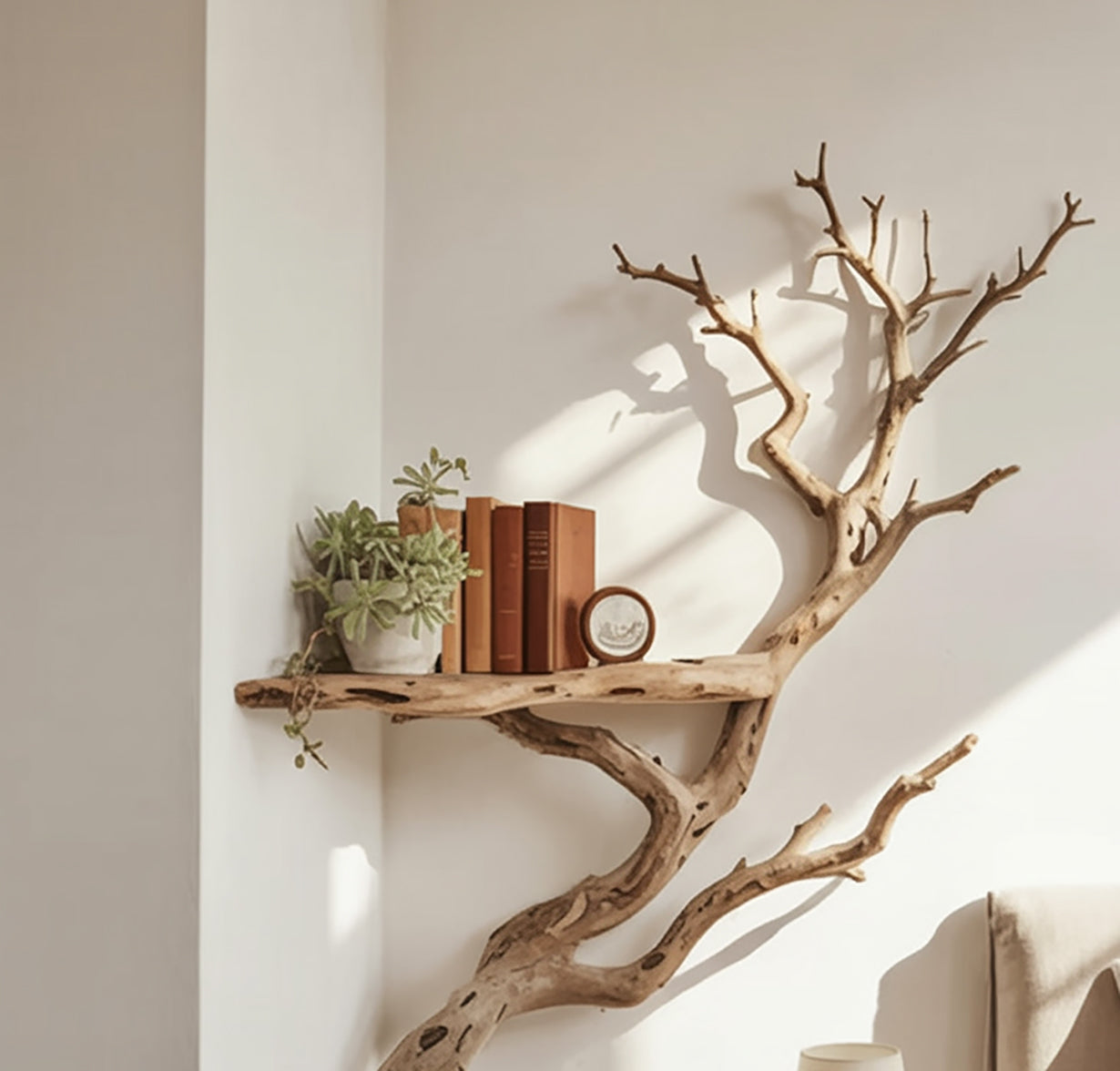Drijfhout Boekenplank Aan De Wand – Boomtak Hoek Zwevend Decor