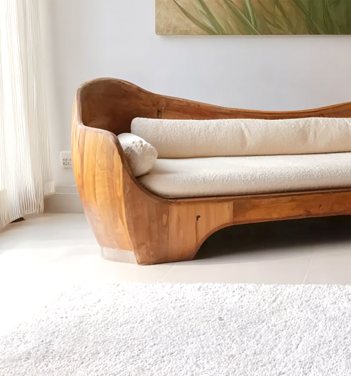 Artistic Wooden Sofa – Sculptural Modern Living Room Seating