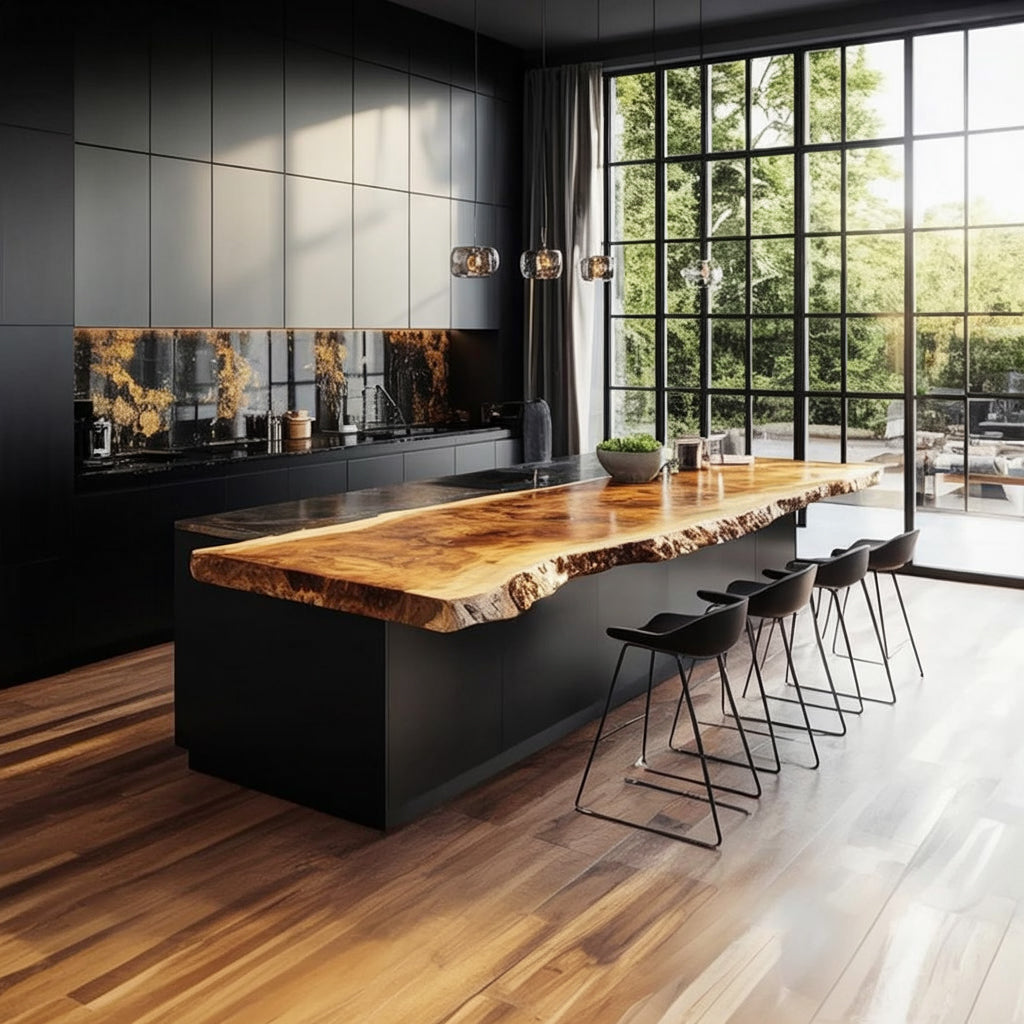 Handcrafted Live Edge Wood Kitchen Island Top – Scandinavian Rustic