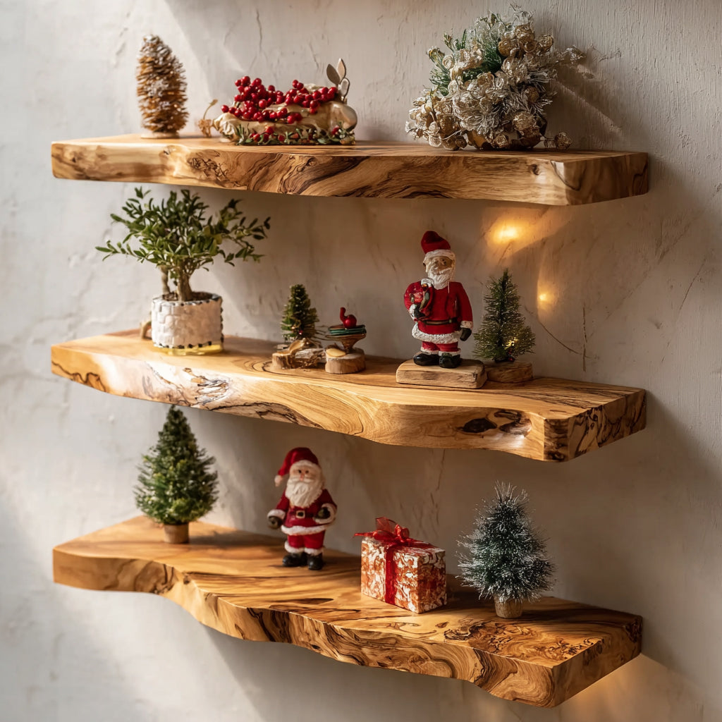Live Edge Floating Shelf: Handcrafted Solid Wood Design
