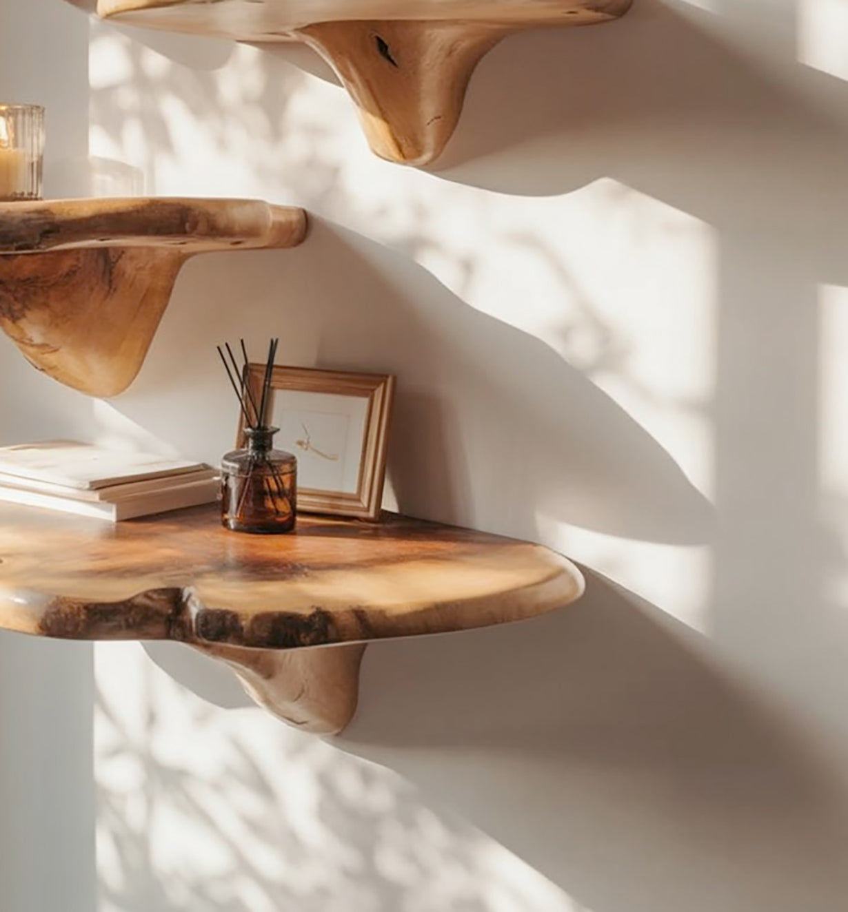 Handgemaakte Paddenstoel Wandplanken Van Massief Hout Decor