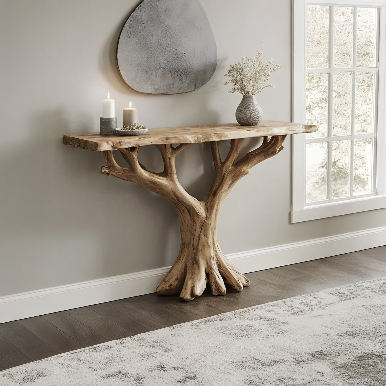 Handgemaakte Live Edge Consoletafel – Rustieke Haltafel
