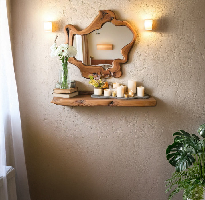 Live Edge Organic Wall Mirror – Sculptural Wooden Accent for Entryway or Bedroom Vanity Decor