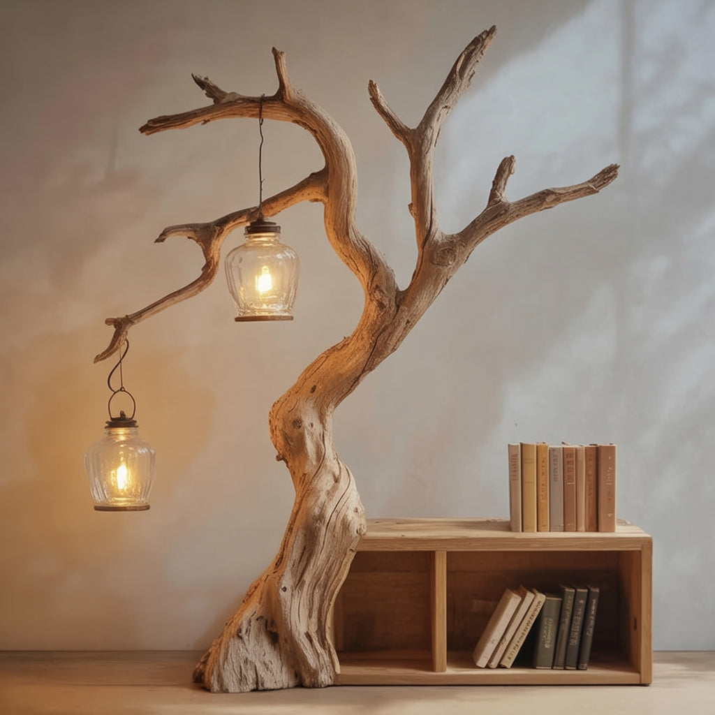 Standing Wood Floor Lamp – Vintage Lighting, Minimalist Home Decor Accent