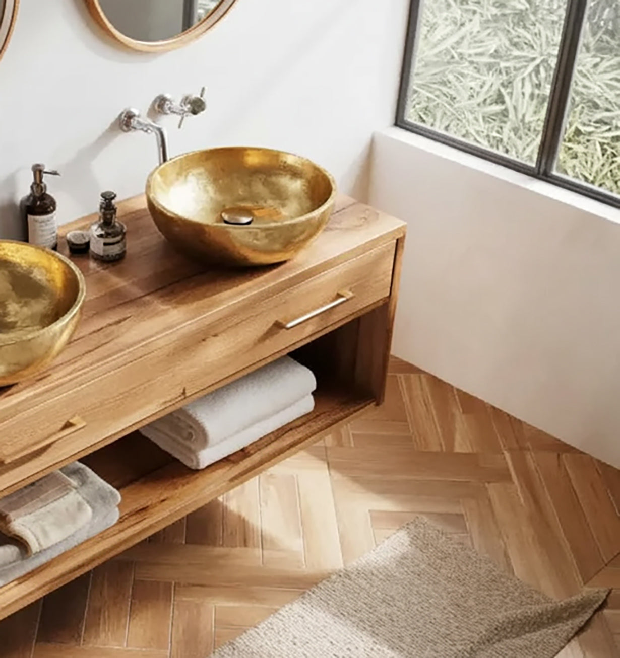 Rustiek Badkamermeubel van Massief Hout – Zwevende Vanity
