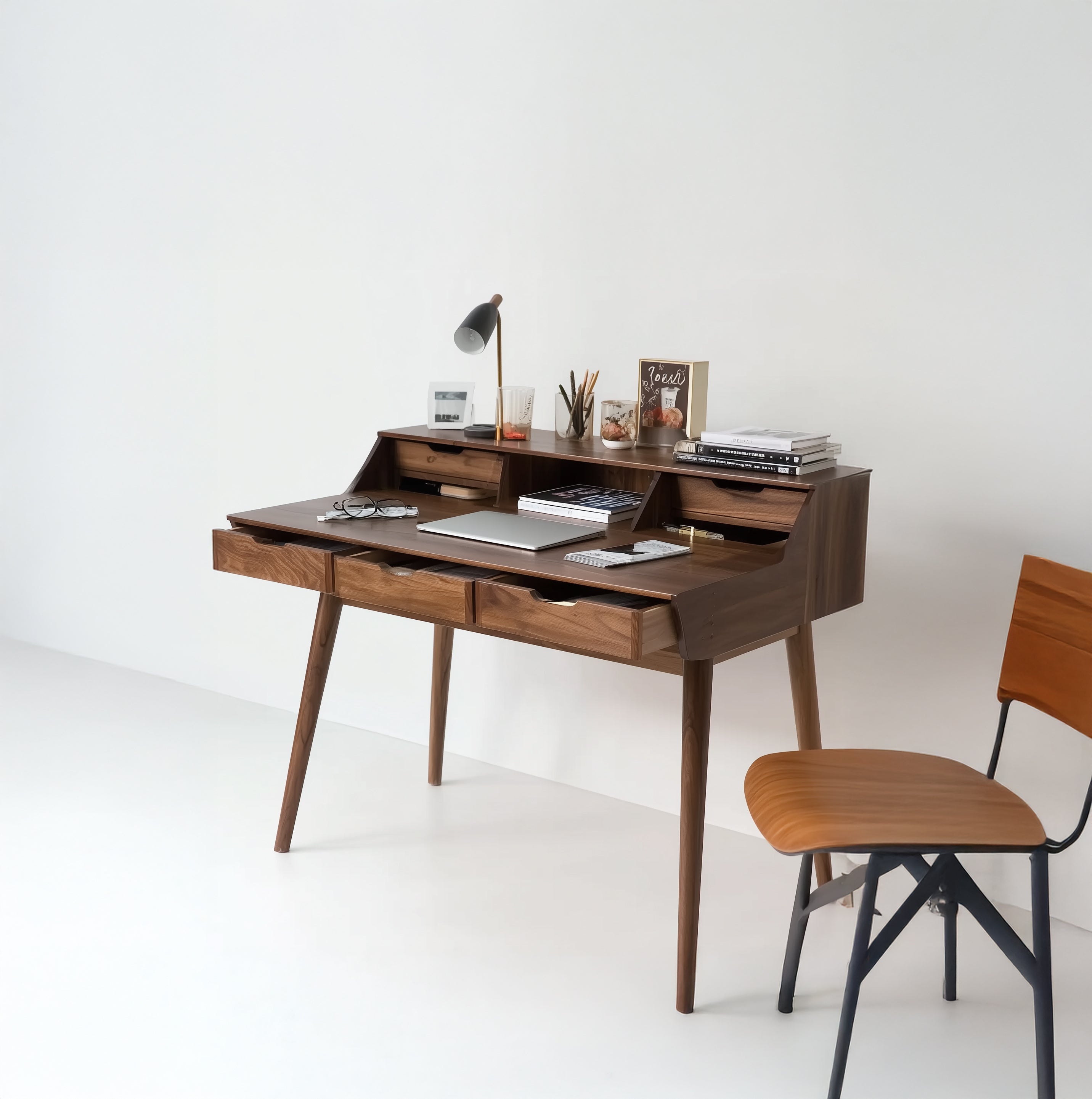 Modern Minimalist Computer Desk with Gap Design – Solid Wood Writing & Study Desk, Dressing Table