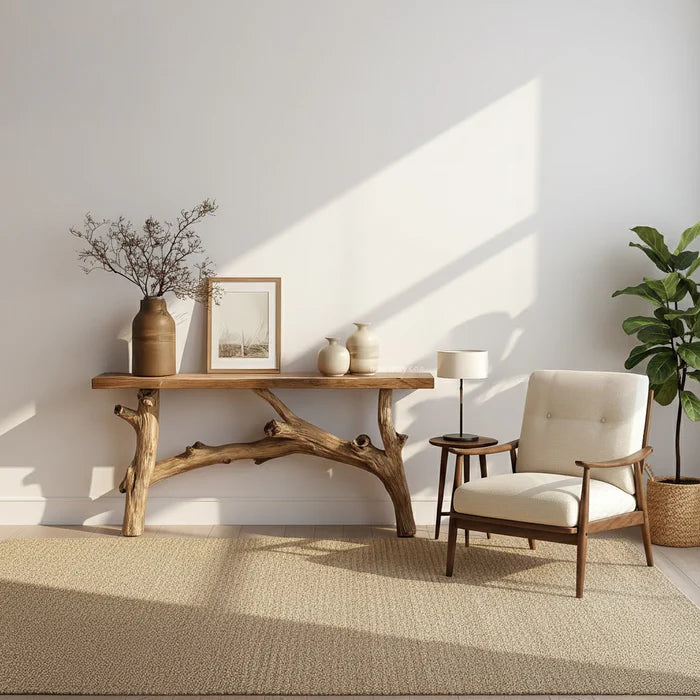 Handgemaakte Massief Houten Console Tafel – Rustiek Farmhouse Sidetable voor Woonkamer en Hal