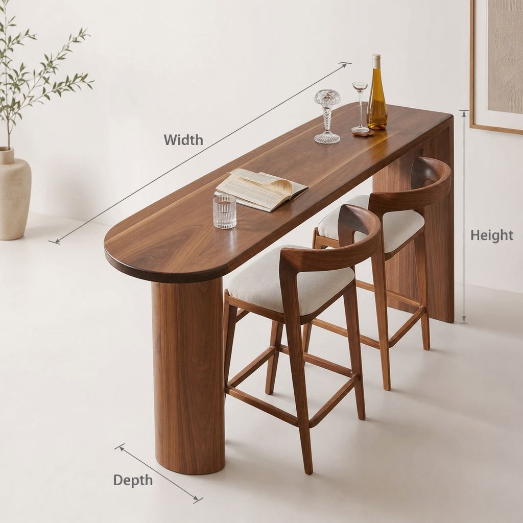 Sculpturale Eet- & Bartafel - Vloeiend Organisch Massief Hout