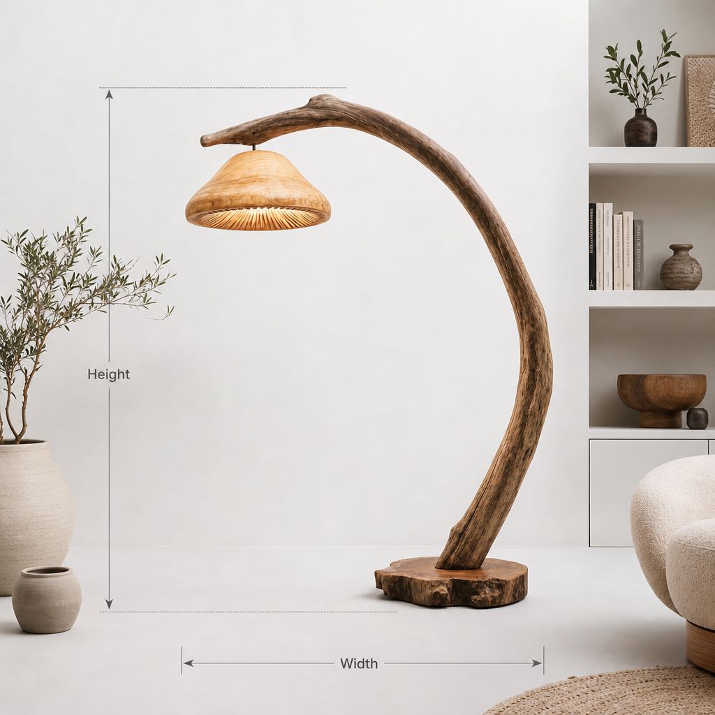 Halvemaan Boog Paddenstoel Vloerlamp - Drijfhout Booglamp
