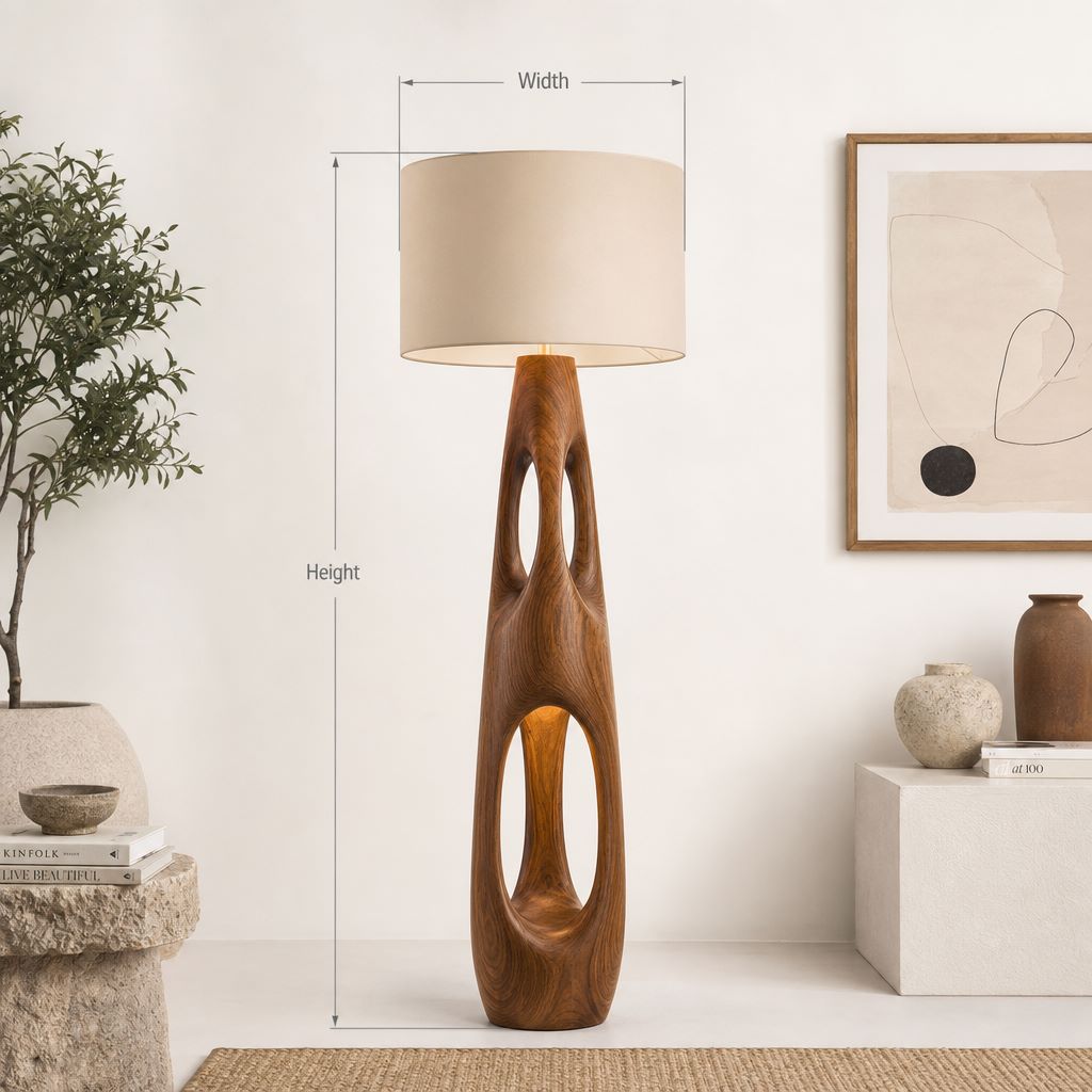Golfkanaal Drijfhout Vloerlamp - Oogvormige Lichtopening Hout