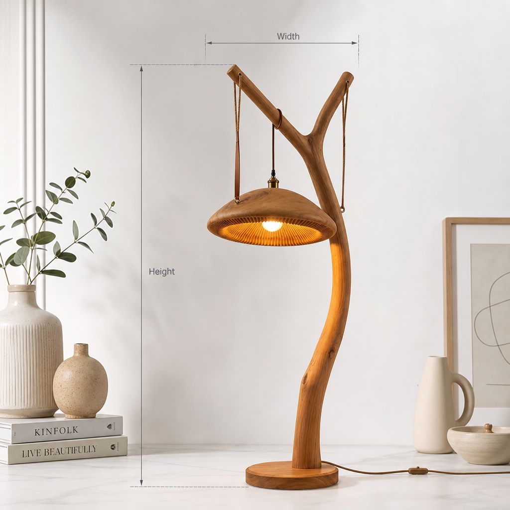 Y-Tak Hangende Paddenstoel Vloerlamp - Massief Hout Staande Lamp