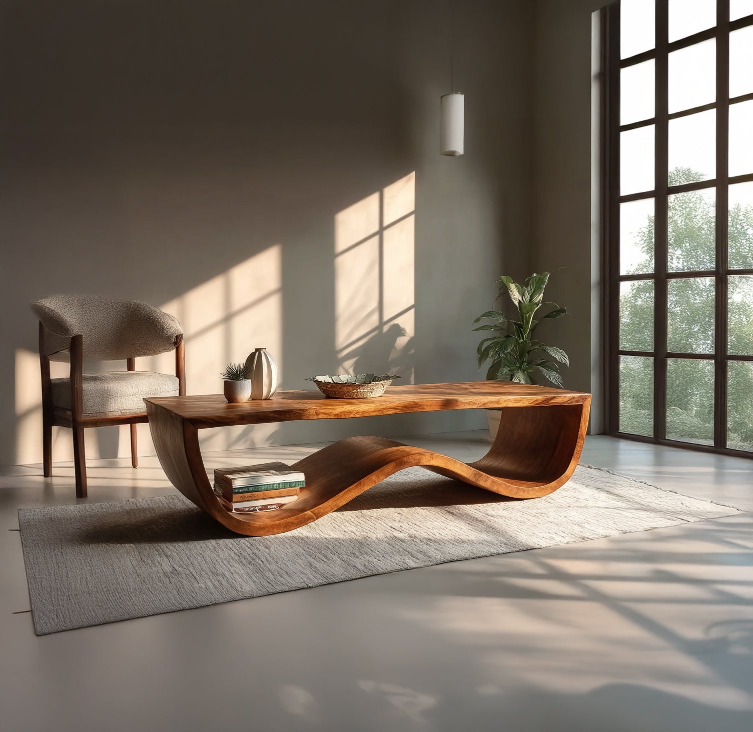 Luxe Salontafel met Opbergplank – Massief Houten Live Edge
