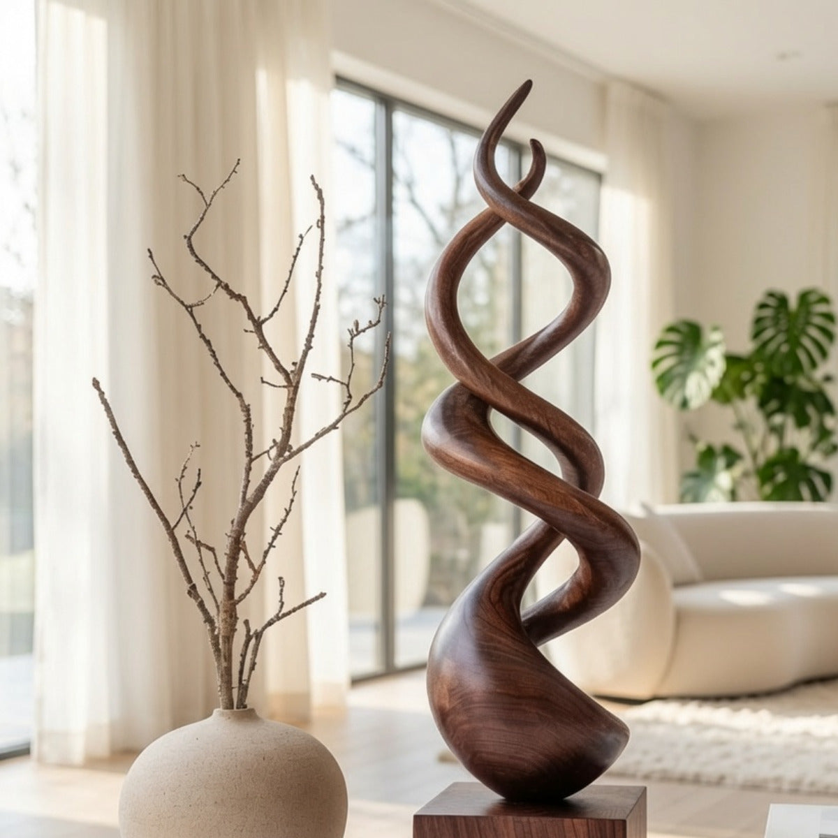Ambachtelijke handgemaakte abstracte houtsculptuur