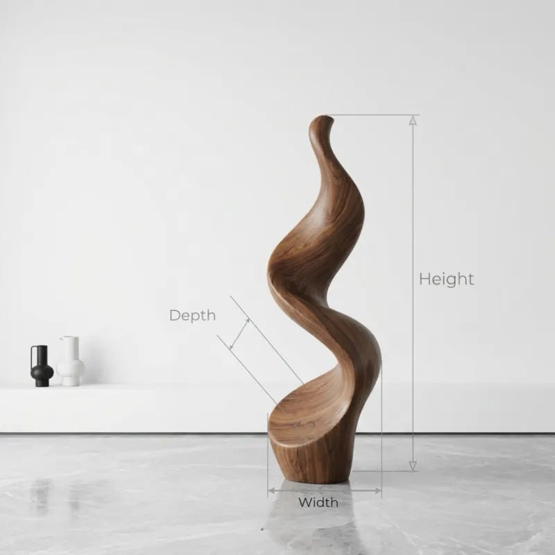 Abstracte Getordeerde Vloersculptuur - Massief Hout
