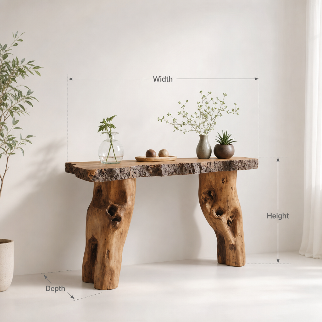 Gerecycled Houten Sidetable - Boomrand Consoletafel voor Entree & Hal