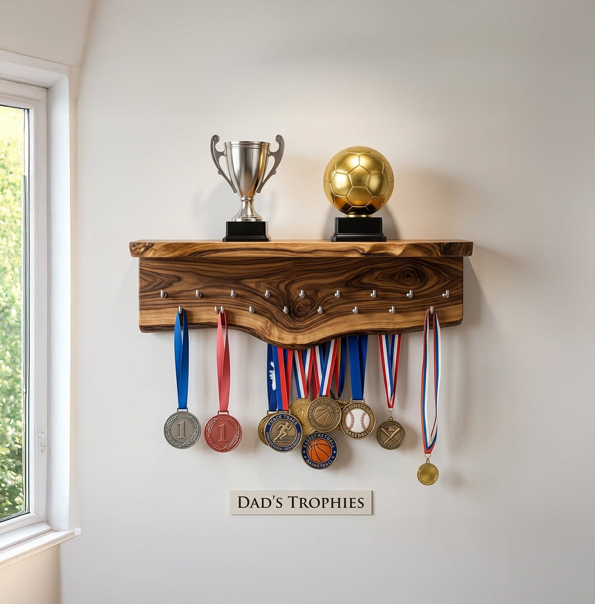Boomrand houten medaillehouder plank voor sporttrofeeën