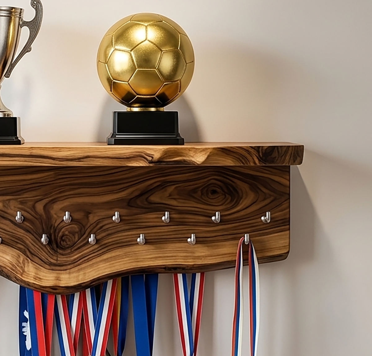 Handgemaakte houten trofeeën wandplank als cadeau voor vader