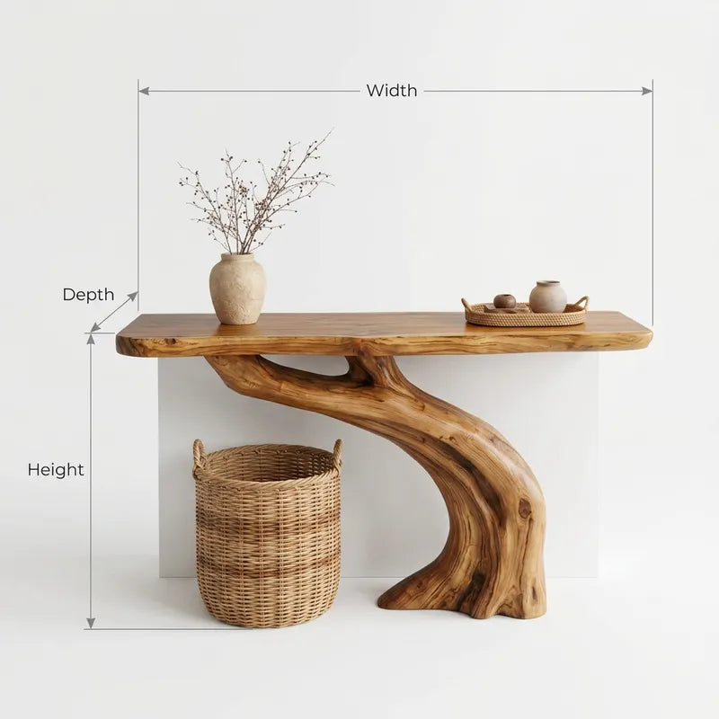 Vloeiende Boomrand Consoletafel - Organisch Massief Hout