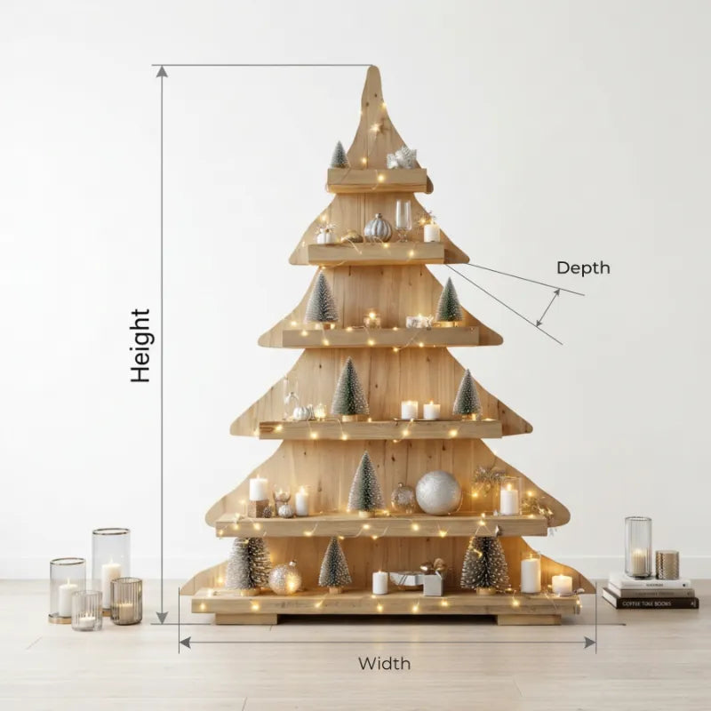 Dennenboom Wandrek Massief Hout - Handgesneden Displayrek