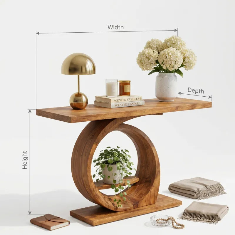 Ring Sculpturale Consoletafel - Massief Houten Sidetable Hal