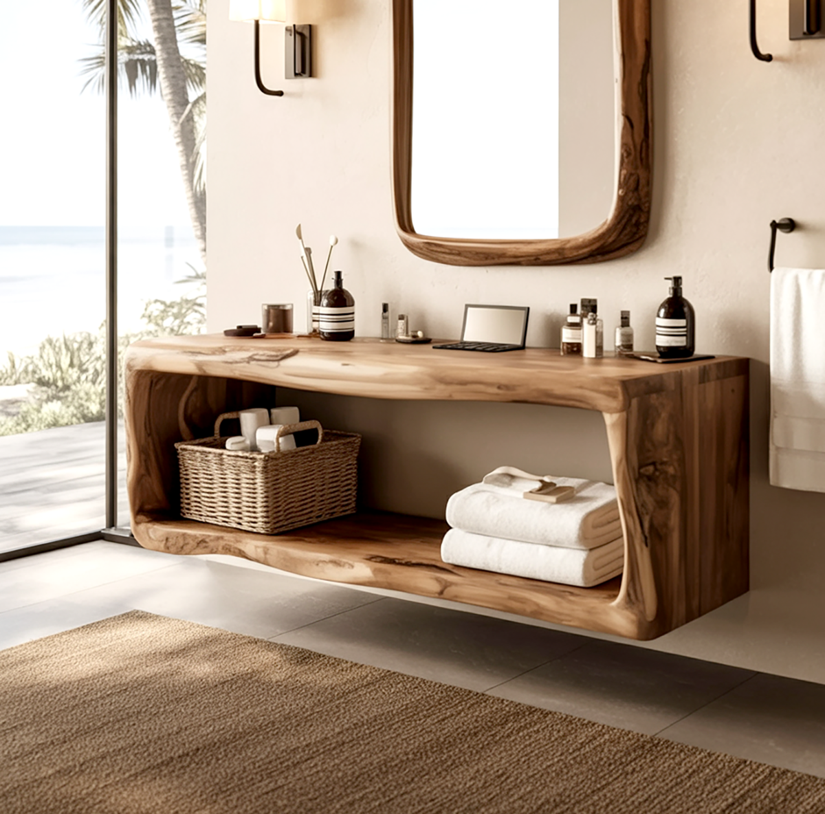 Badkamer Opbergkast Massief Hout - Boomrand Hangkast Badkamer