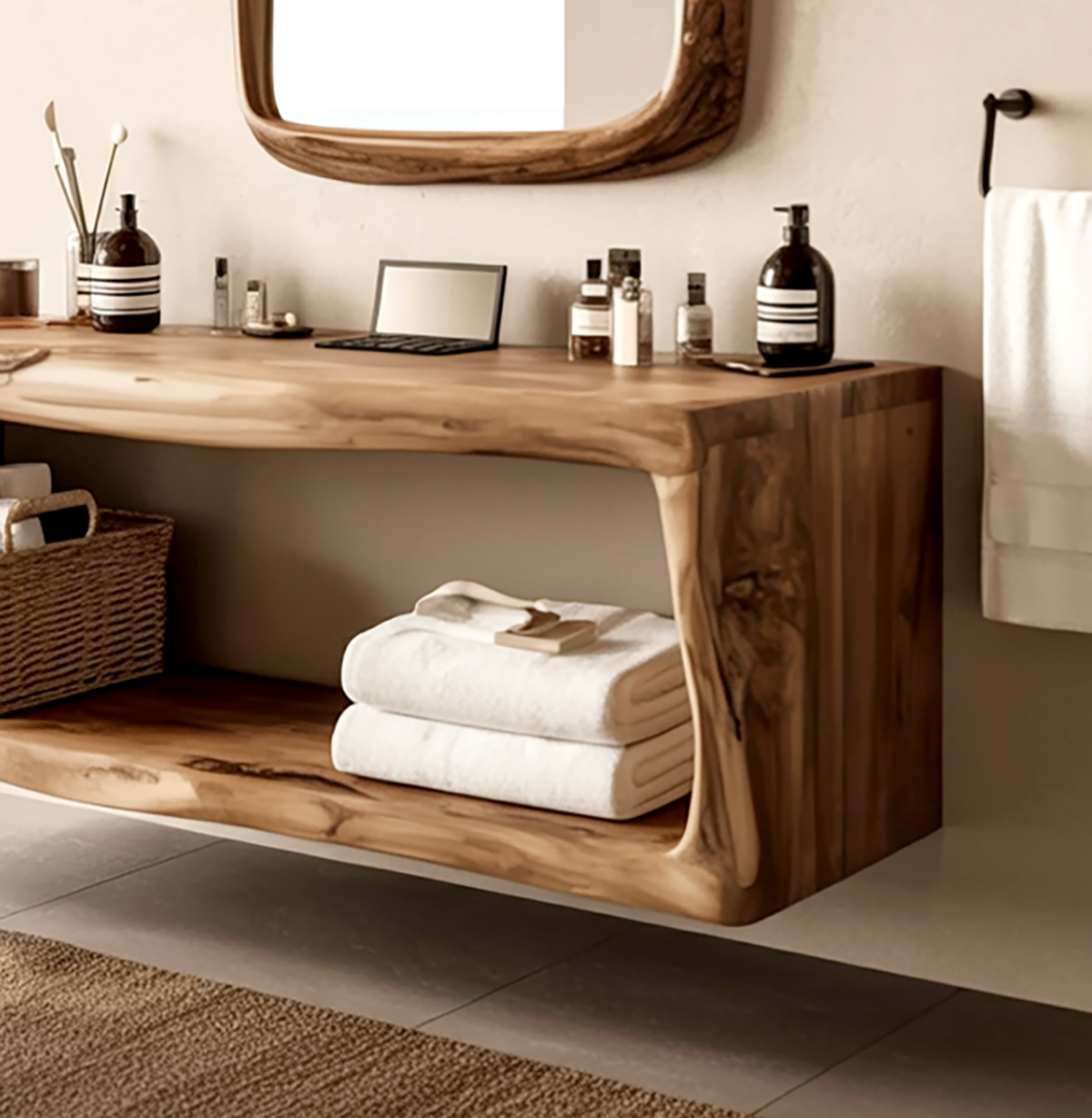 Badkamer Opbergkast Massief Hout - Boomrand Hangkast Badkamer