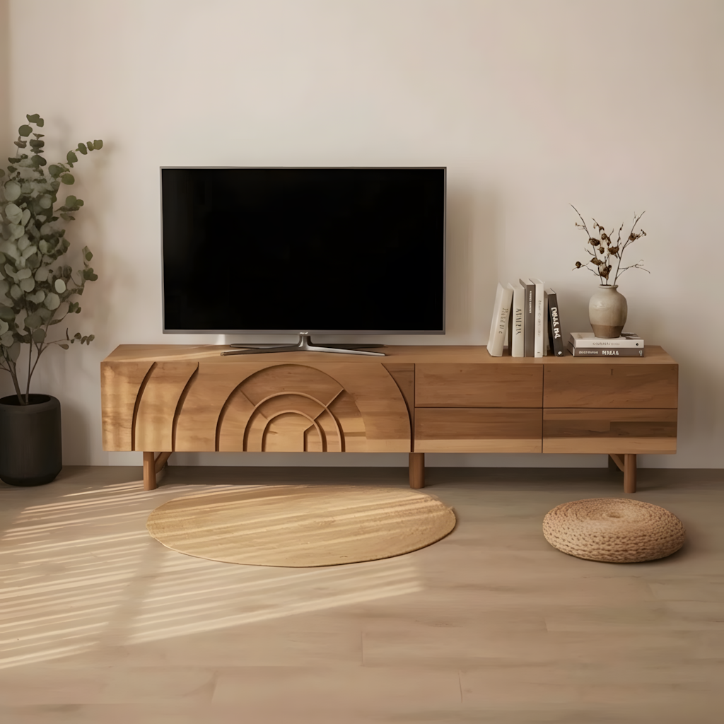 Gesneden TV-Meubel Bogenmotief - Massief Hout Mediameubel