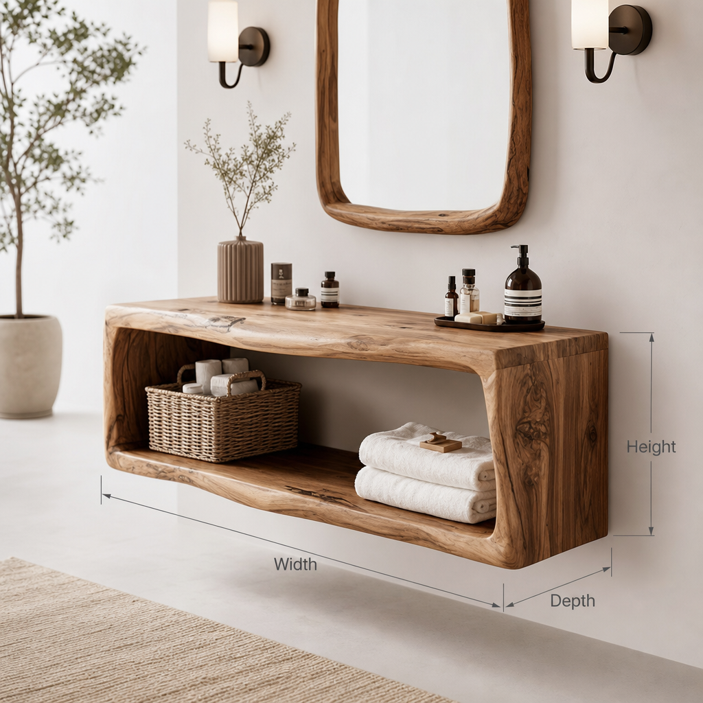 Badkamer Opbergkast Massief Hout - Boomrand Hangkast Badkamer