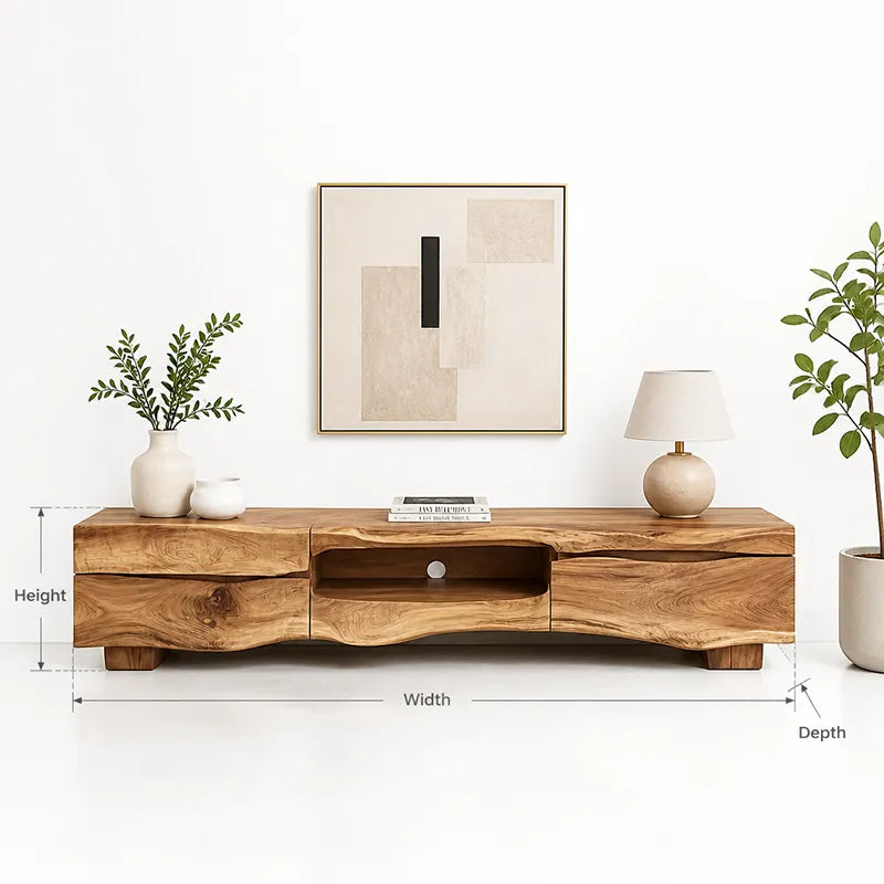 Boomrand TV-Console met Opbergruimte - Massief Hout