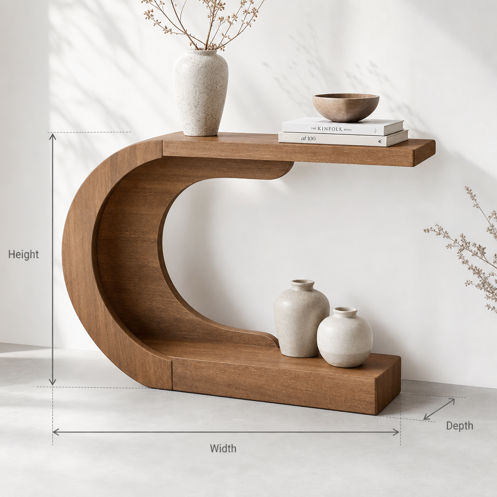 Geometrische Bogen Consoletafel - Massief Houten Sidetable Hal