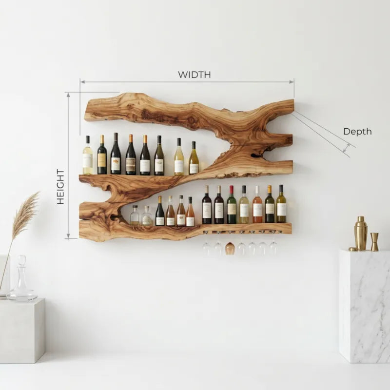 Handgemaakte Houten Wijnhouder - Massief Hout Wandaccent