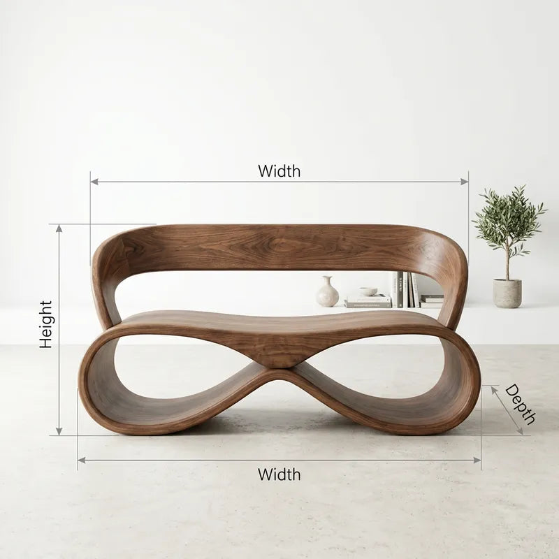 Infinity Loop Zitbank - Massief Hout Sculpturale Bank