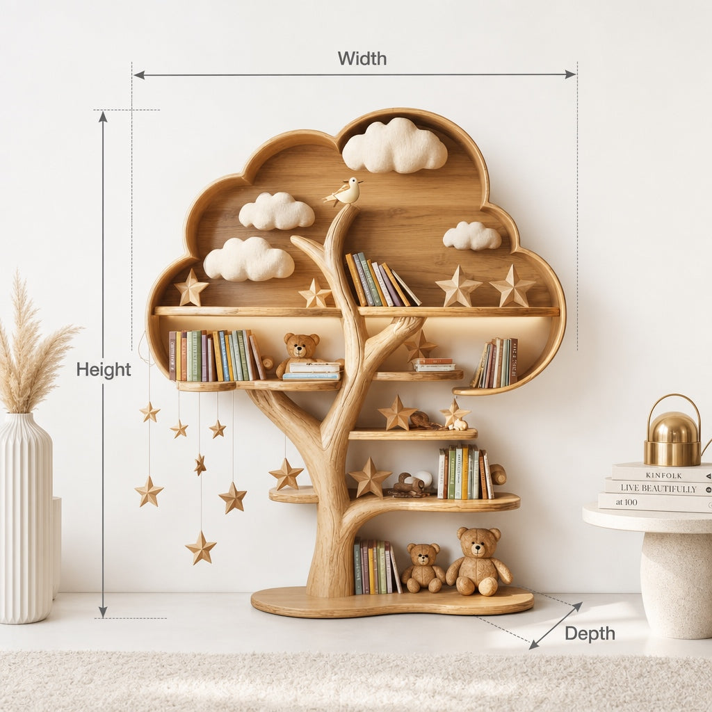 Kinder Boom Boekenrek - Massief Hout Wandrek & Kraamcadeau