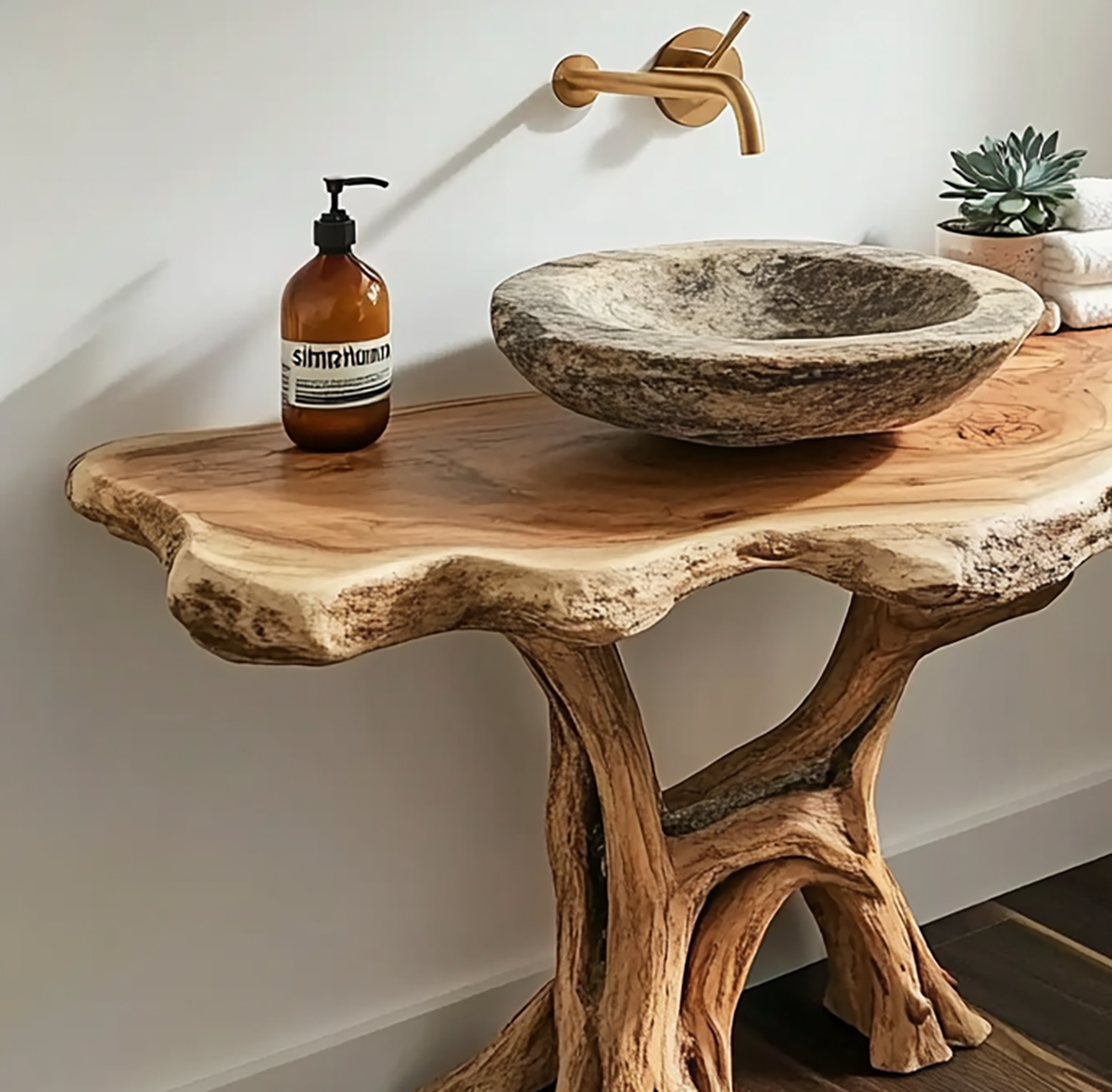Massief houten salontafel voor de woonkamer in organische stijl