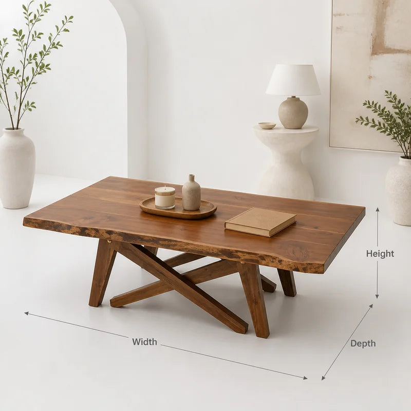 Boomrand Salontafel met X-Poot - Massief Hout Zithoek