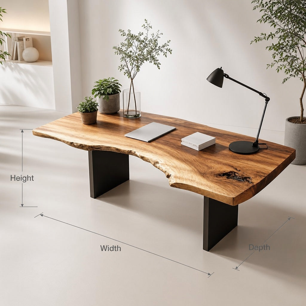 Boomrand Massief Houten Bureau - Organisch Moderne Werkplek