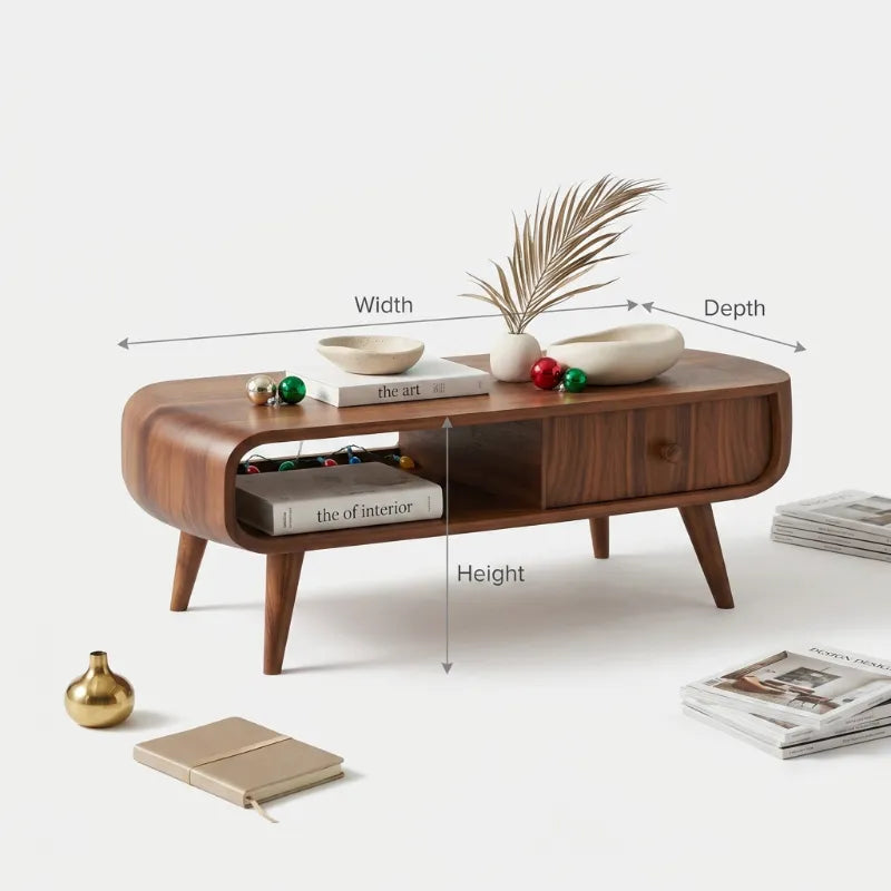 Mid-Century Salontafel Organische Vorm - Massief Hout Zithoek