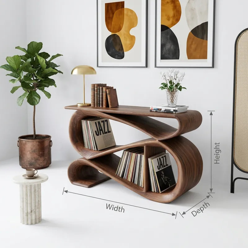 Mid-Century Platenspeler Meubel - Vinyl Kast Massief Hout