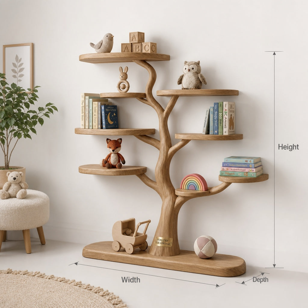 Boom Boekenrek voor Babykamer - Massief Houten Kinder Boekenplank