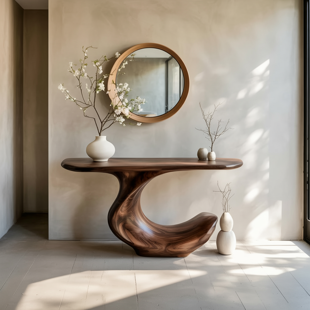 Vloeiende houten consoletafel voor hal en entree