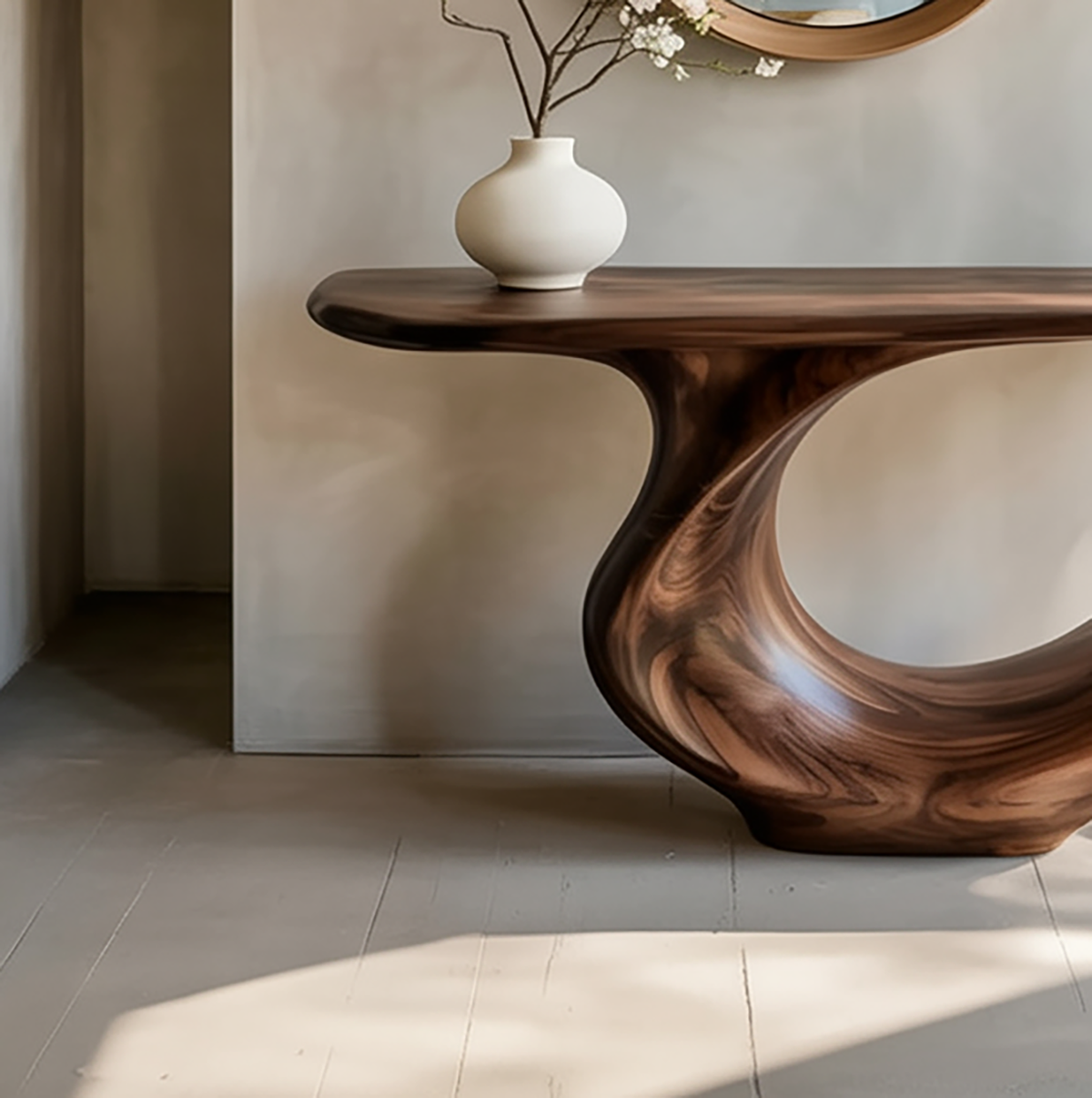 Handgemaakte houten sidetable voor moderne haldecoratie