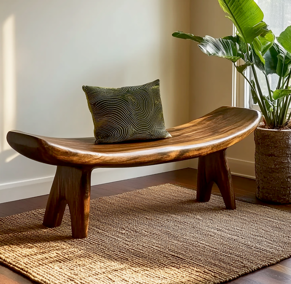 Handgemaakte houten bank voor hal- of woonkamerdecoratie