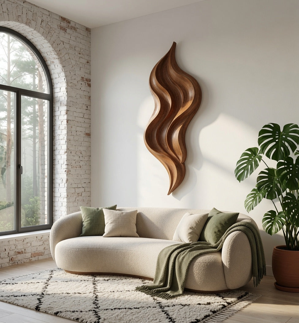 Modern vloeiend wanddecoratiepaneel van massief hout