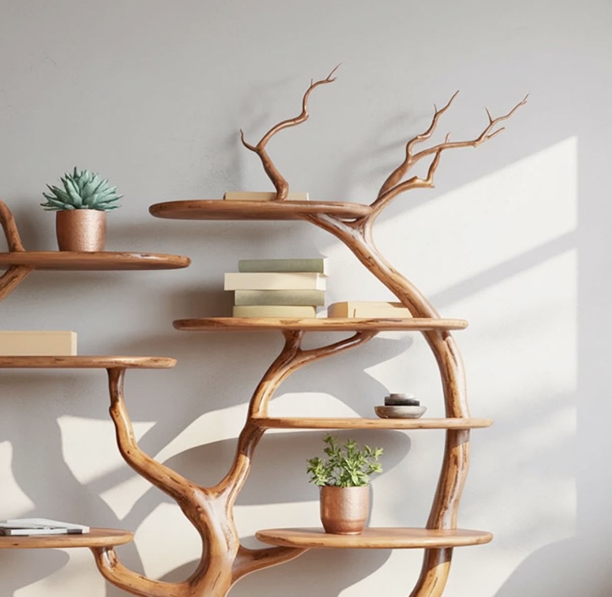 Grote massief houten boomboekenplank voor boeken en decoratie