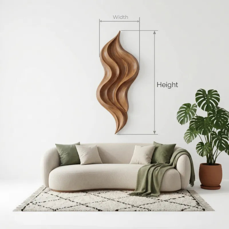 Modern Vloeiend Houten Wandpaneel - Massief Hout Kunst