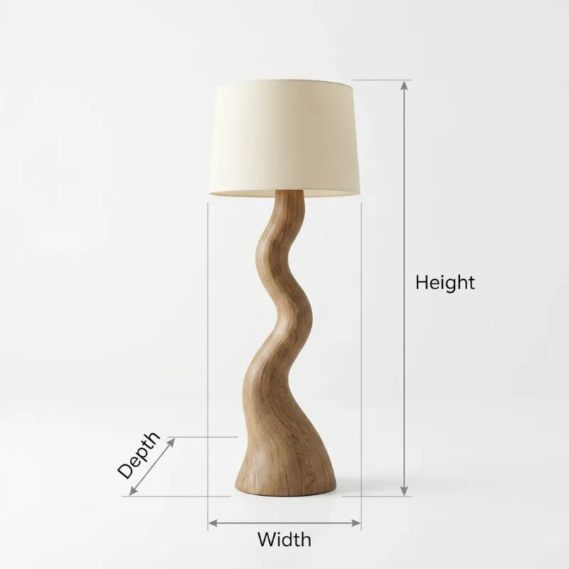 Moderne Natuurhouten Vloerlamp - Sculpturale Voet & Kap