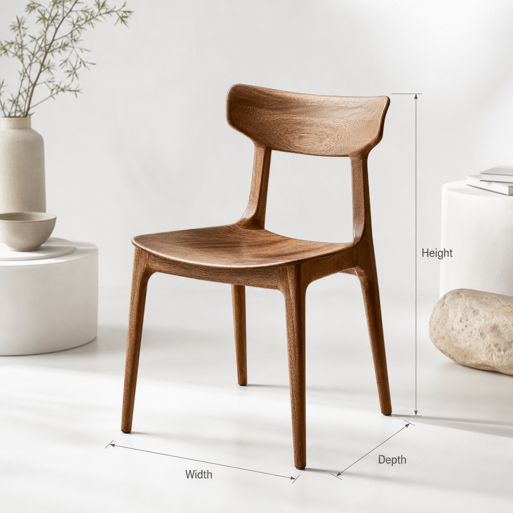 Organische Sculpturale Eetkamerstoel - Massief Hout Eethoek