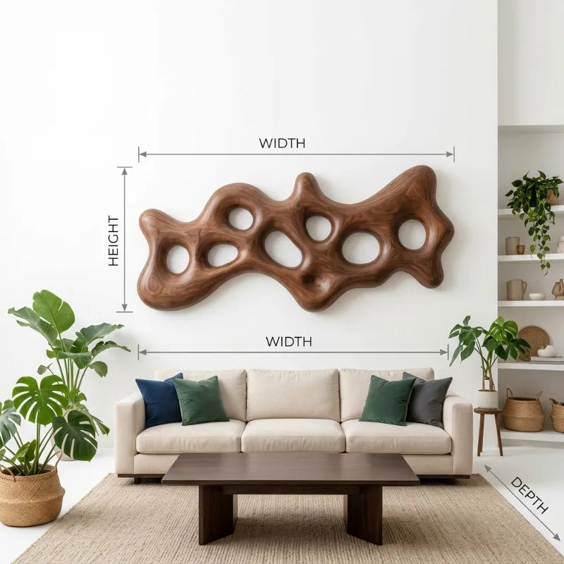 Organische Gesneden Wandsculptuur - Massief Hout Kunst