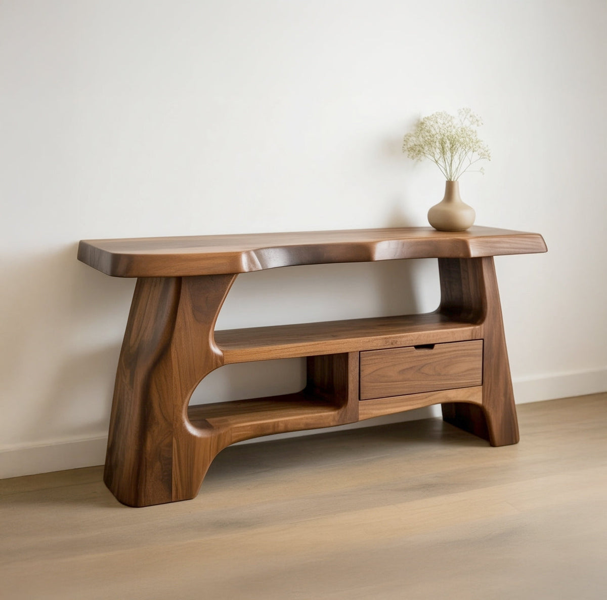 Boomrand houten consoletafel voor modern landelijke interieurs